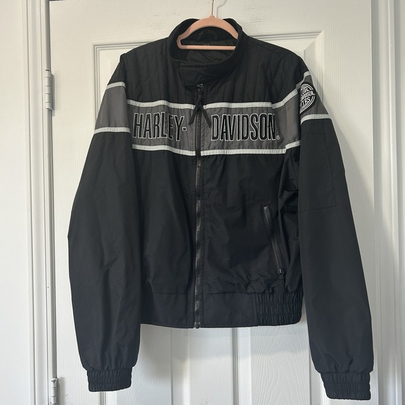 Harley-Davidson Motorcycle Jacket OEM Men's Black/Gray Cruiser Racing Mens L EUC